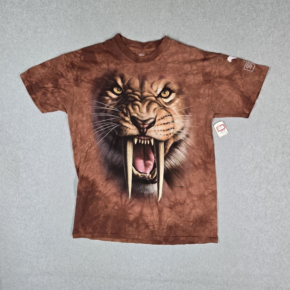 The Mountain Men Shirt L Brown Graphic Saber-Tooth Tiger Tee Grunge